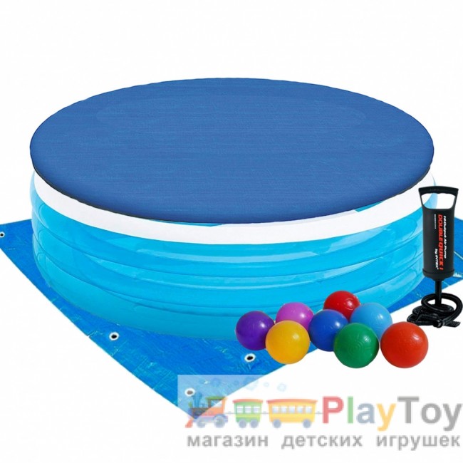Дитячий надувний басейн Intex 57190-3 Сімейний 224 х 216 х 76 см зі спинкою із кульками 10 шт