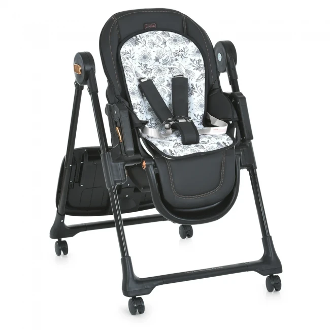 Стульчик для кормления El Camino ME 1037-B CRYSTAL Black Gold (съемный столик, чехол, 4 колеса)