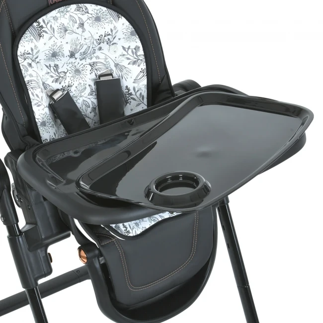 Стульчик для кормления El Camino ME 1037-B CRYSTAL Black Gold (съемный столик, чехол, 4 колеса)