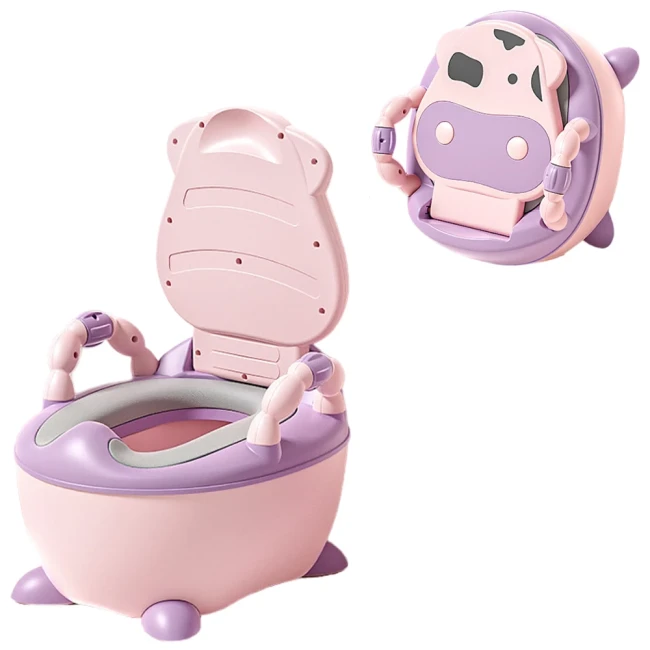 Детский портативный горшок Baby Comfort 8947 Коровка (складной, накладка, ёршик)
