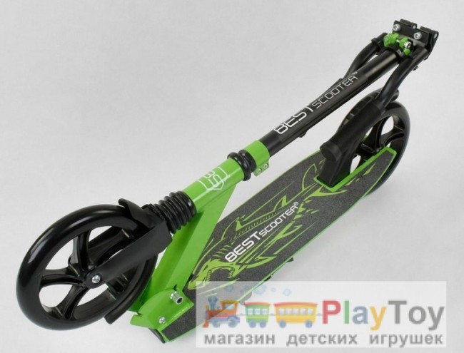 Самокат детский двухколесный Best Scooter (19147) "Shark", салатовый, амортизатор, колеса PU-200 Самокат детский двухколесный Best Scooter (19147) "Shark", салатовый, амортизатор, колеса PU-200