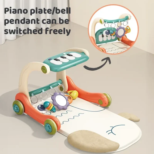 Ходунки-каталка коврик Walker Fitness 6660 3 в 1 (бизиборд, 3 погремушки-подвески, зеркало, пианино, мелодии, подсветка) Ходунки-каталка коврик Walker Fitness 6660 3 в 1 (бизиборд, 3 погремушки-подвески, зеркало, пианино, мелодии, подсветка)