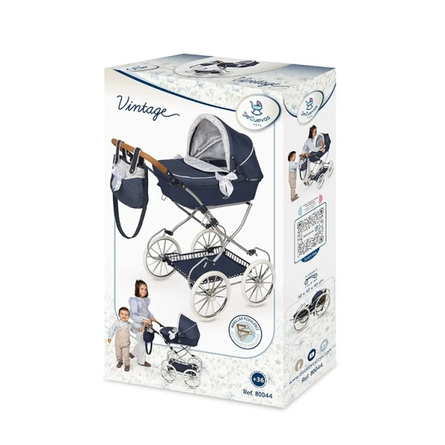 Коляска для ляльок DeCuevas 80044 Vintage (класична, кошик, сумка, подушка)