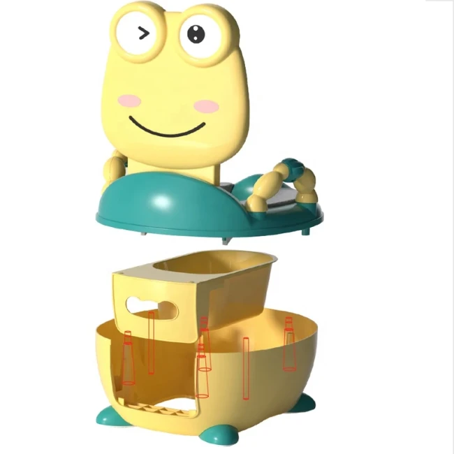 Детский портативный горшок Baby Comfort 8948 Жабка (складной, накладка, ёршик)