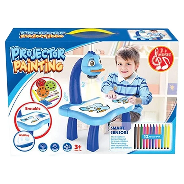 Дитячий столик проектор для малювання YM 6886 (підсвічування, музика, фломастери, диски з картинками)