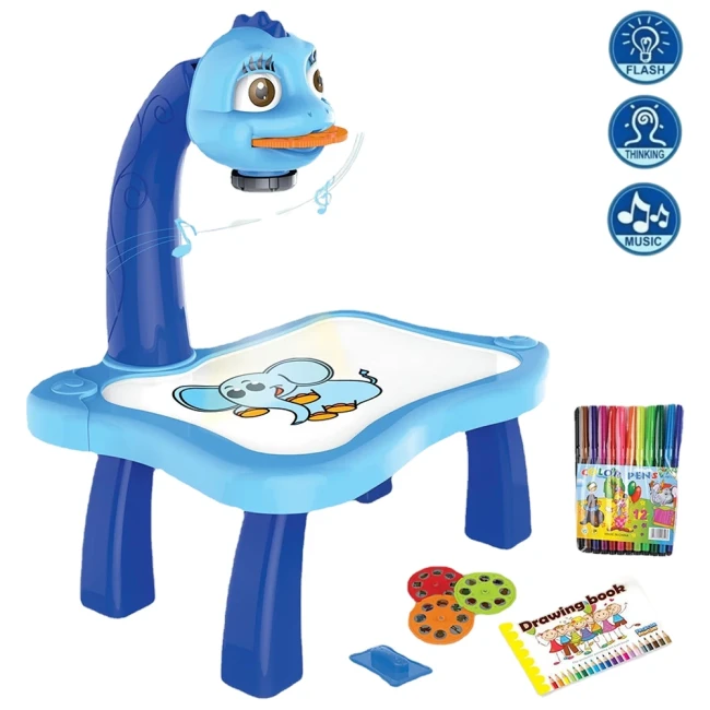 Дитячий столик проектор для малювання YM 6886 (підсвічування, музика, фломастери, диски з картинками)