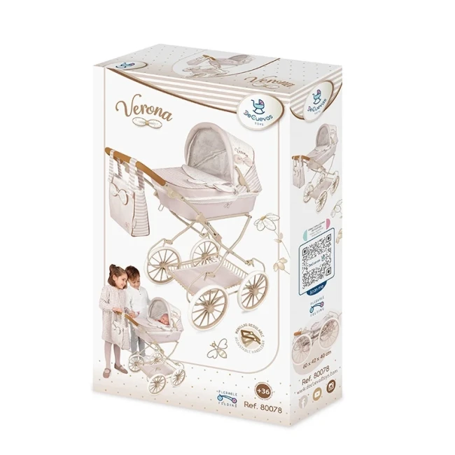 Коляска для ляльок DeCuevas 80078 Verona (класична, кошик, сумка)