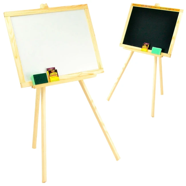Дитячий мольберт Мася 030 двосторонній, дерев'яний (магнітний, поличка)