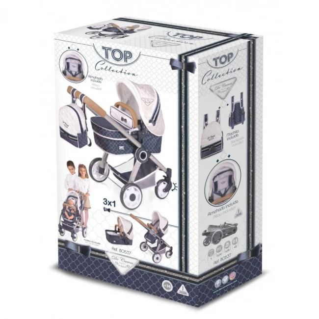 Коляска для ляльок DeCuevas 80537 Top Collection 3в1 (трансформер, кошик, сумка)