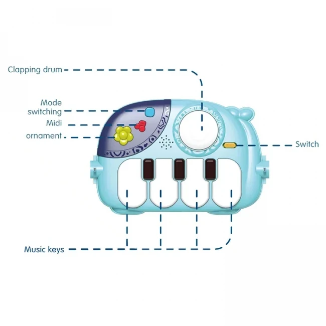 Ходунки-каталка килимок Walker Fitness 6655 3 в 1 (бізіборд, 3 брязкальця-підвіски, дзеркало, піаніно, мелодії, підсвічування)