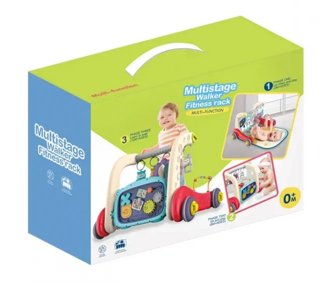 Ходунки-каталка килимок Walker Fitness 6655 3 в 1 (бізіборд, 3 брязкальця-підвіски, дзеркало, піаніно, мелодії, підсвічування)