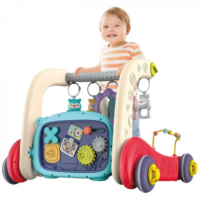 Ходунки-каталка килимок Walker Fitness 6655 3 в 1 (бізіборд, 3 брязкальця-підвіски, дзеркало, піаніно, мелодії, підсвічування)