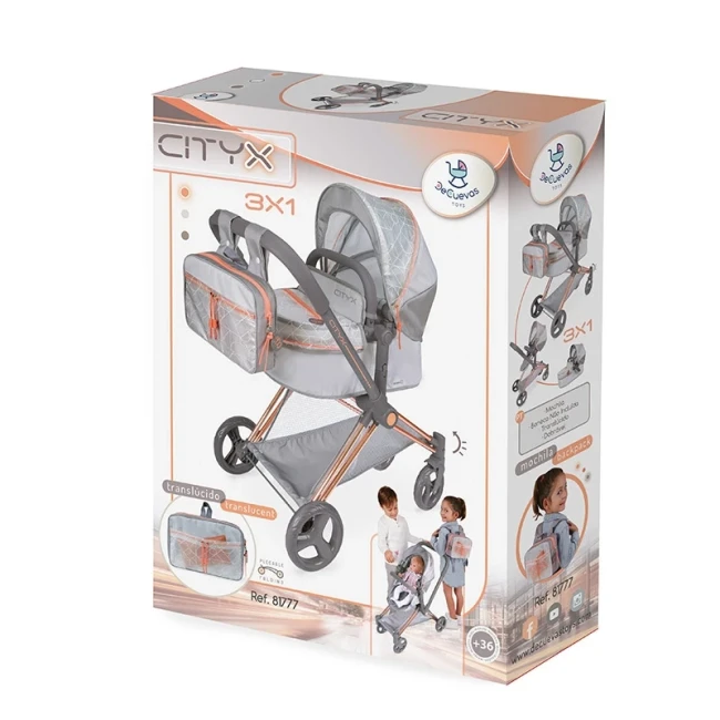 Коляска для ляльок DeCuevas 81777 Cytix 3в1 (трансформер, кошик, сумка)