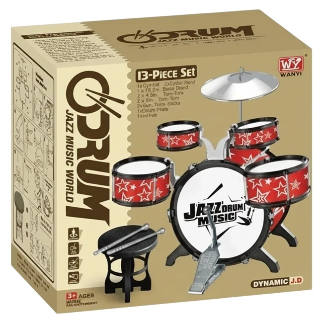 Детская барабанная установка Jazz Drum 1888 (4888, 5888) со стулом, 4 цвета