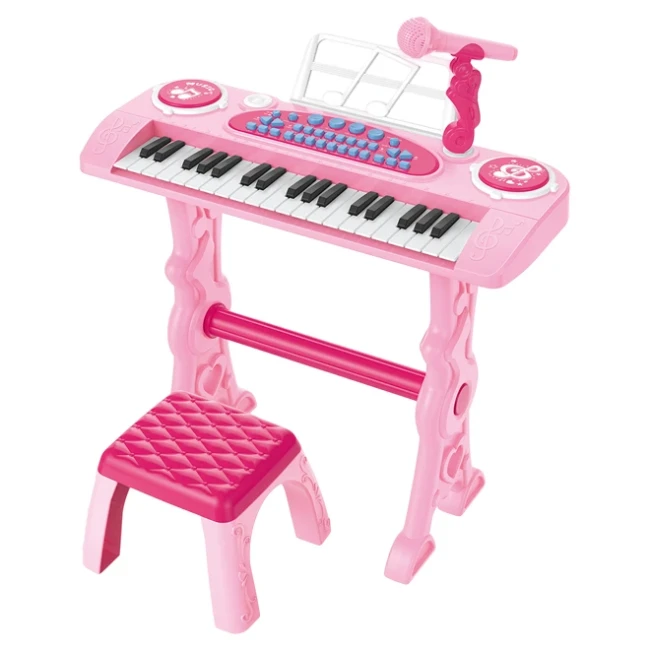 Дитяче піаніно Electronic Piano 328-64 зі стільчиком (мікрофон, запис, USB, від мережі/батарейок)