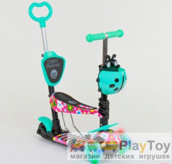 Самокат-беговел детский трехколесный Best Scooter (43702) 5 в 1, есть подсветка колес, PU-колеса, абстракция