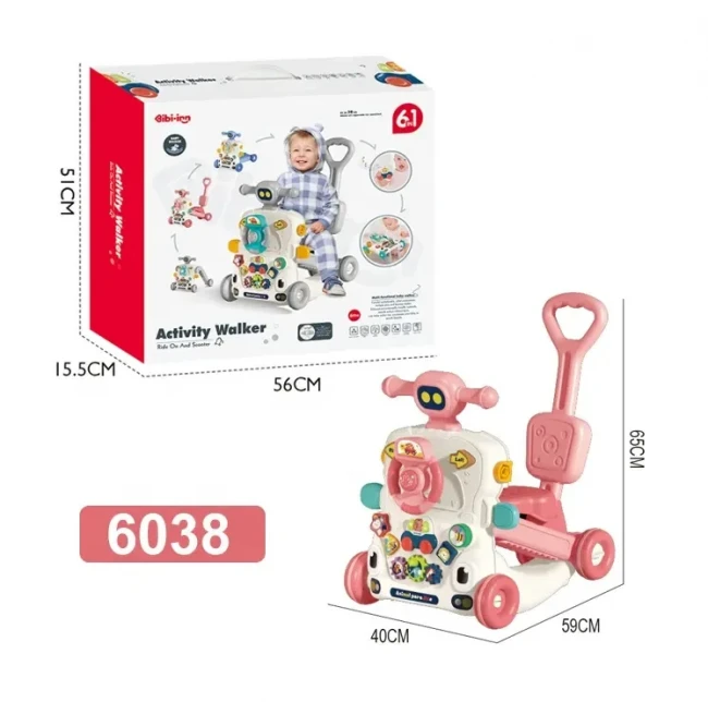 Ходунки-каталка Activity Walker 6038 6 в 1 (подсветка, звук, мелодии, пискавка, пальчиковые игры, сортировка по формам) Ходунки-каталка Activity Walker 6038 6 в 1 (подсветка, звук, мелодии, пискавка, пальчиковые игры, сортировка по формам)