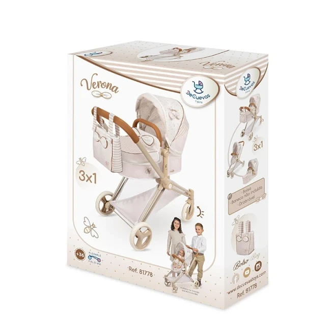Коляска для ляльок DeCuevas 81778 Verona 3в1 (трансформер, кошик, сумка)