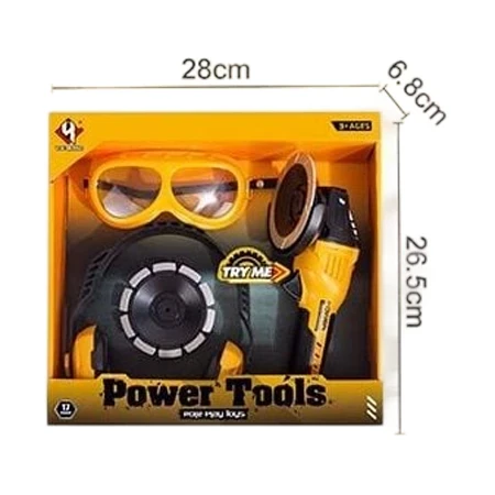 Игрушечная шлифовальная машина T 057 механическая, очки, наушники, сменная насадка Игрушечная шлифовальная машина T 057 механическая, очки, наушники, сменная насадка