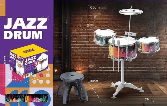 Детская барабанная установка Jazz Drum ZG 3004 со стулом, 3 цвета Детская барабанная установка Jazz Drum ZG 3004 со стулом, 3 цвета