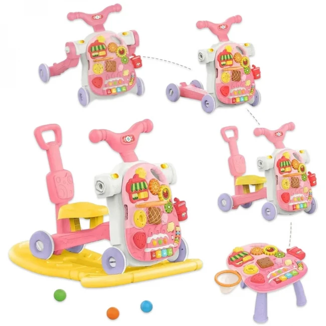 Ходунки-каталка Multifunction Walker HE 0813 5 в 1 (подсветка, музыкальная панель, пальчиковые игры, пианино, сортер, наклейки)