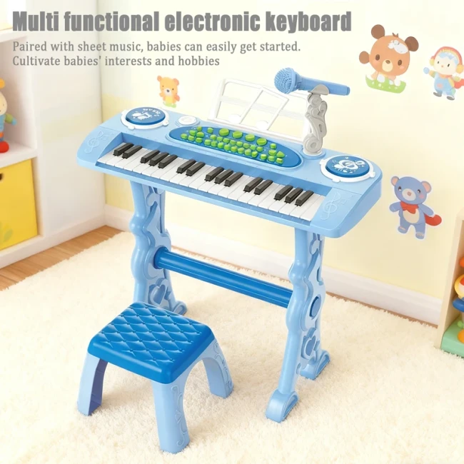 Дитяче піаніно Electronic Piano 328-65 зі стільчиком (мікрофон, запис, USB, від мережі/батарейок)