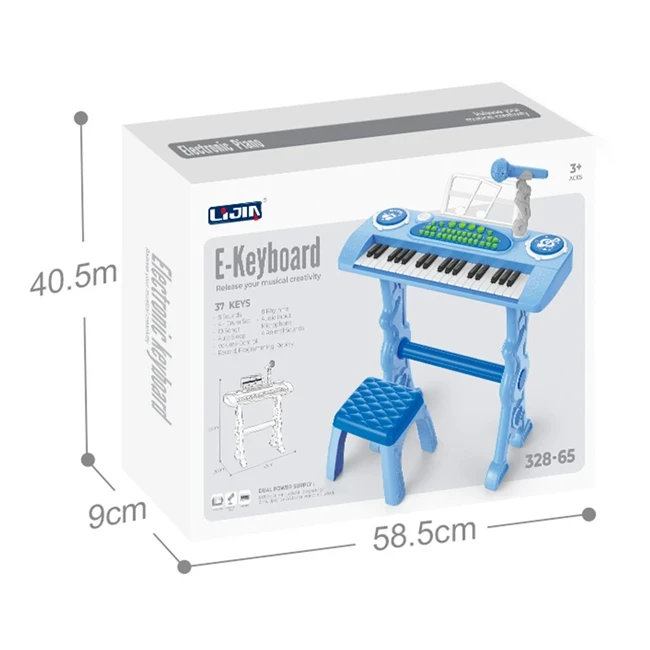 Дитяче піаніно Electronic Piano 328-65 зі стільчиком (мікрофон, запис, USB, від мережі/батарейок)