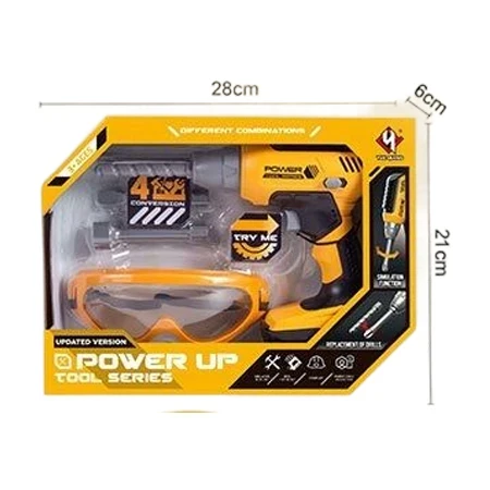 Игрушечная дрель T 039 на батарейках, подсветка, реверс, маска Игрушечная дрель T 039 на батарейках, подсветка, реверс, маска