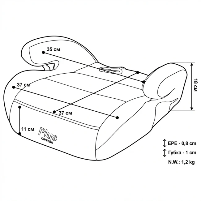 Бустер Carrello Plus CRL-16007 Jet Black, 15-36 кг