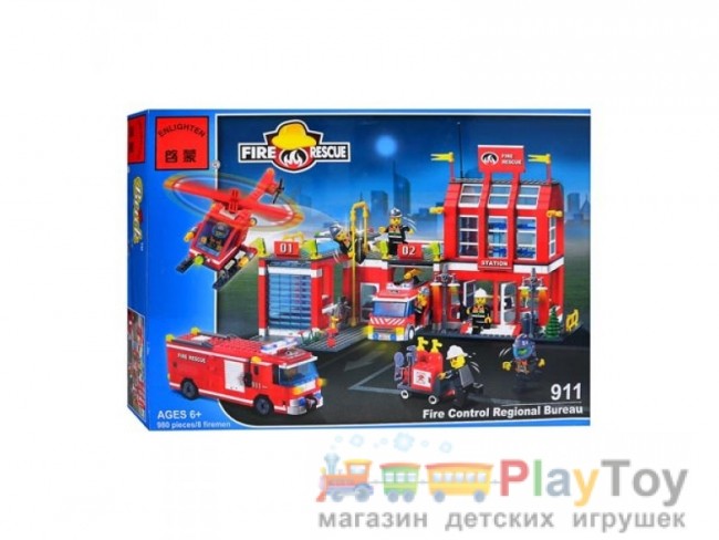 Конструктор Brick місто (911) Пожежна станція з технікою 980 деталей