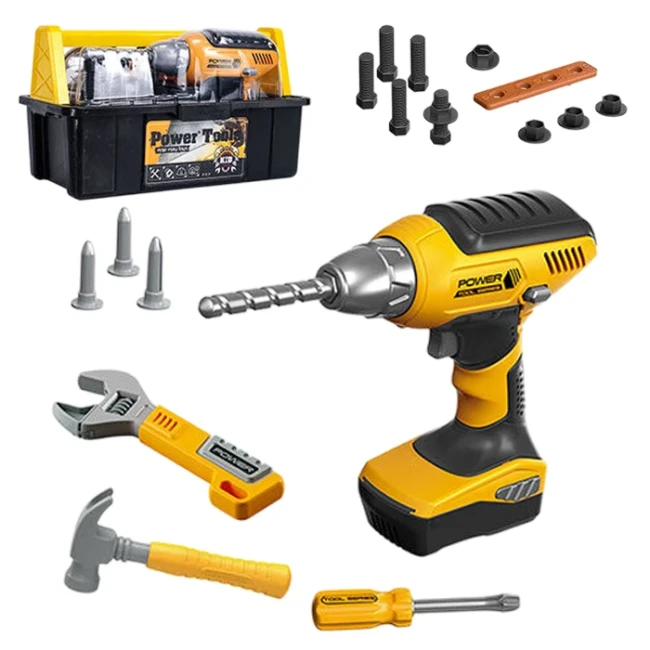 Детский набор инструментов Power Tools T 030 в боксе, на батарейках, подсветка, отвертка, гаечный ключ, молоток, болты Детский набор инструментов Power Tools T 030 в боксе, на батарейках, подсветка, отвертка, гаечный ключ, молоток, болты