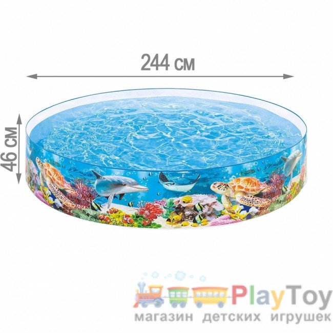 Басейн дитячий каркасний Intex 58472-3 Океанський риф 244 х 46 см з кульками 10 шт тентом підстилкою