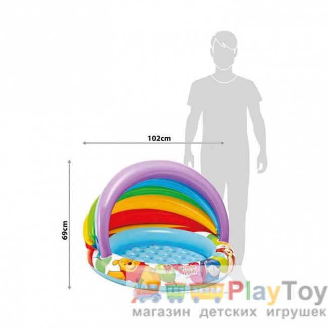 Дитячий надувний басейн Intex 57424-2 Вінні Пух 102 х 69 см з навісом із кульками 10 шт підстилкою насосом