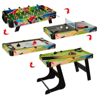 Настольная игра C6008-4 4 в 1 футбол, аэрохоккей, теннис, бильярд (74x41x18-50 см, деревянный, на ножках)