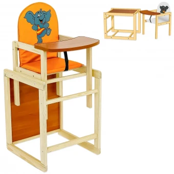 Стульчик для кормления деревянный Мася "Слоник" №2046 Оранжевый (трансформер: столик, стульчик; чехол) Стульчик для кормления деревянный Мася "Слоник" №2046 Оранжевый (трансформер: столик, стульчик; чехол)