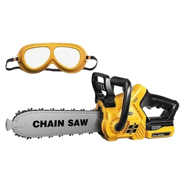 Игрушечная бензопила Power Tools T 058 на батарейках, подсветка, звук, цепь двигается, очки Игрушечная бензопила Power Tools T 058 на батарейках, подсветка, звук, цепь двигается, очки