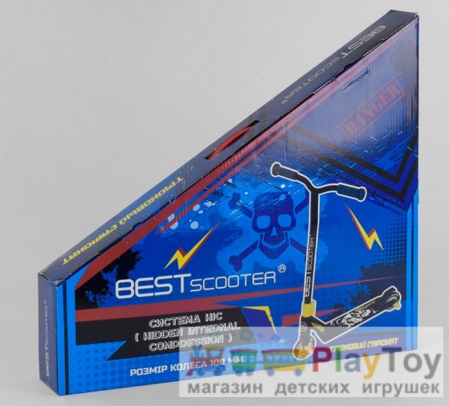 Самокат двухколесный трюковый Best Scooter (32947) HIC-система, ПЕГИ, колеса 100 - PU, алюминиевый диск