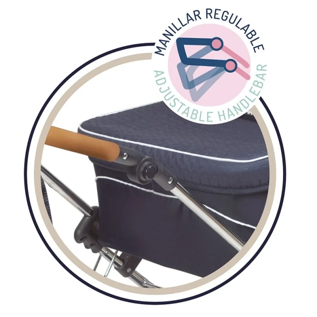 Коляска для ляльок DeCuevas 82044 Reborn (класична, кошик, сумка, парасолька)