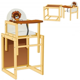 Стульчик для кормления деревянный Мася "Лев" №2014 Белый (трансформер: столик, стульчик; чехол) Стульчик для кормления деревянный Мася "Лев" №2014 Белый (трансформер: столик, стульчик; чехол)