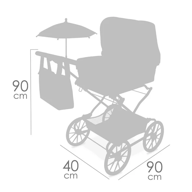 Коляска для ляльок DeCuevas 82078 Verona (класична, кошик, сумка, парасолька)