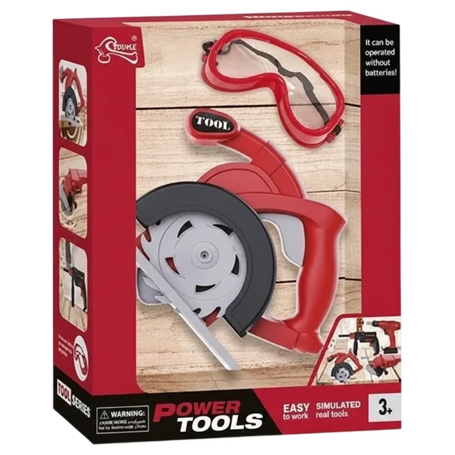 Игрушечная пила дисковая Power Tools T 110 C механическая, очки Игрушечная пила дисковая Power Tools T 110 C механическая, очки