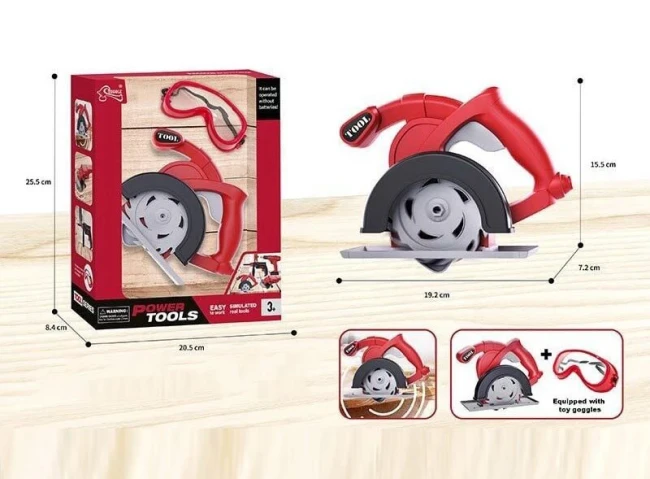 Игрушечная пила дисковая Power Tools T 110 C механическая, очки Игрушечная пила дисковая Power Tools T 110 C механическая, очки