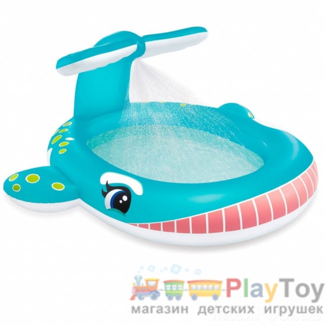 Дитячий надувний басейн Intex 57440-1 Кіт 201 х 196 х 91 см із фонтаном із кульками 10 шт