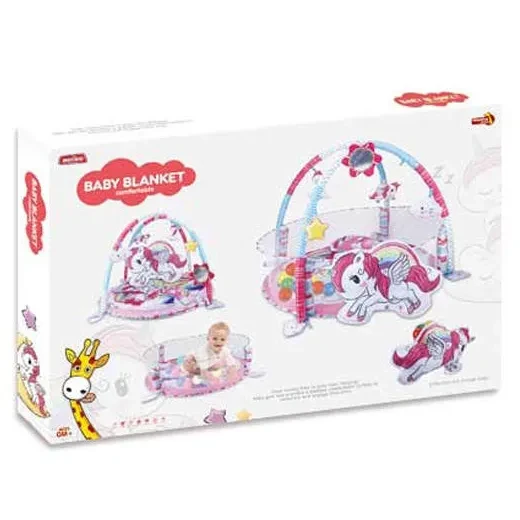 Коврик игровой 023-73 B "Единорог" 3в1, подвесные игрушки, шарики