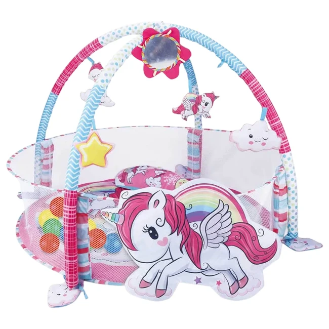 Коврик игровой 023-73 B "Единорог" 3в1, подвесные игрушки, шарики
