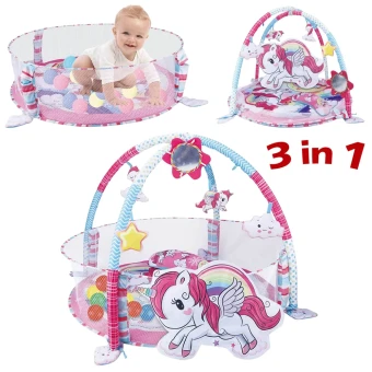Коврик игровой 023-73 B "Единорог" 3в1, подвесные игрушки, шарики