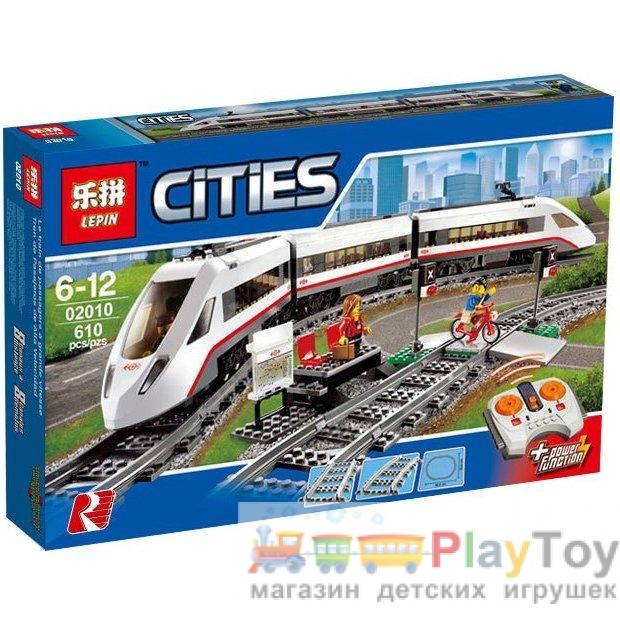 Конструктор Lepin "Cities" (02010) Скоростной пассажирский поезд, 610 деталей - Аналог City (Сити) 60051