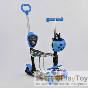 Самокат-беговел детский трехколесный Best Scooter (69750) 5 в 1, есть подсветка колес, PU-колеса, абстракция