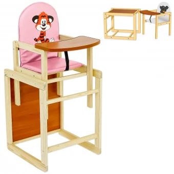 Стульчик для кормления деревянный Мася "Тигр" №2033 Розовый (трансформер: столик, стульчик; чехол) Стульчик для кормления деревянный Мася "Тигр" №2033 Розовый (трансформер: столик, стульчик; чехол)