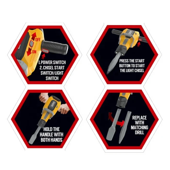 Іграшковий відбійний молоток Power Tools T 024 на батарейках, захисні окуляри, підсвічування